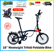 WeekEight TriFold Foldie Bike 6speed 16inch Folding Bicycle Like Brompton 3sixty Pikes Paikesi 6S S or M Bar