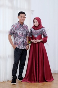 Bisa COD - Baju Couple Model Terbaru 2021 - Gamis Couple Batik Modern - Baju Lebaran Keluarga - Busana Muslim Murah - Batik Couple Terbaru