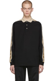 GUCCI 黑色珠地棉长袖 Polo 衫 黑色珠地棉长袖 Polo 衫