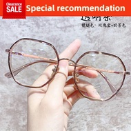 ..cermin mata spek mata glasses spec mata Kacamata miopia merah bersih wanita dengan pelajar darjah anti-biru cermin rata poligonal cermin bingkai bingkai wanita versi Korea besar bulat !