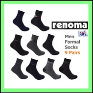 [Men Formal Socks 9 Pairs Set] RENOMA Socks Men Sock Korean Socks Black Socks Korea Cotton Socks Mid Calf Socks RES