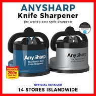 AnySharp Knife Sharpener (Silver/Blue) - with Safety Feature