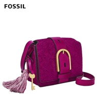 FOSSIL Wiley 紋路麂皮復古美型馬鞍包-洋紅色 ZB1329508