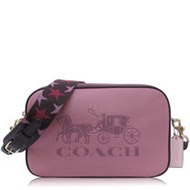 COACH 撞色 鵝卵石皮革 / JES 大款 / 相機 斜背包_粉色