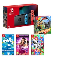 NS 任天堂 Switch 紅藍主機 + 健身環大冒險 + 三款運動遊戲片組合