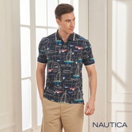Nautica水彩風船帆短袖POLO衫-深藍