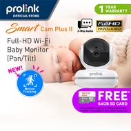 [BIG Storage 128GB TF Slot* with added Feature] Prolink SmartCam Plus II Baby Monitor/ Smart WiFi Pan/Tilt Full HD 1080P PTZ IP Camera (Pan 355° /Tilt 155°) Home Security CCTV/ night vision! 2 way audio (durable than xiaomi