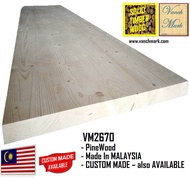 ( 70 mm x 800 mm W x 1200 mm L )new pine wood timber  S4S siap ketam table top vm2670