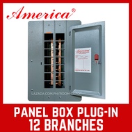 America Panel Box 12 branches ( 7x7 , 14 holes ) 2 Pole Plug In Circuit Breaker Panel Board Panelboard Box for 15 20 30 40 50 60 70 100 amp amps ampere set TQL / Plug-In 2Pole 2P 7 x 7 branch hole br not royu nema koten himel ge omni