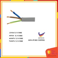 100% PURE COPPER CABLE 3 CORE 23/016 40/0076 70/0076 PVC FLEXIBLE  Cable
