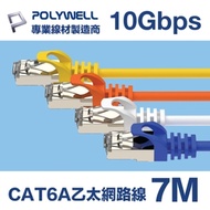 POLYWELL CAT6A 超高速乙太網路線 S/FTP 10Gbps 7M