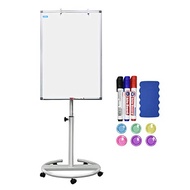 WEYOUNG White Board Magnetic Mobile Dry Erase Board Easel 36 x 24 inch Wheels Movable Stand Whiteboard with Flipchart Hook Height Adjustable, White