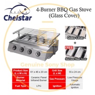 Chelstar CBQ-40 4 Burner Commercial Smokeless Infrared Auto BBQ Grill Gas Stove Pemanggang Pembakar Satey Otak-otak