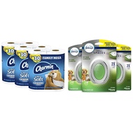 Charmin Ultra Soft Cushiony Touch Toilet Paper, 18 Family Mega Rolls = 90 Regular Rolls (Packaging May Vary) &amp; Febreze Small Spaces Pet Odor Eliminator, Air Freshener, Fresh Scent, 3 Count