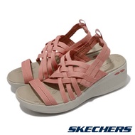 Skechers 涼鞋 Pier Lite 楔型鞋 編織織帶 女鞋 避震 緩衝 百搭 夏日 增高 粉 淺褐 163271CRL 163271-CRL
