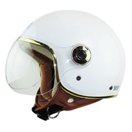 華泰 安全帽 K-808A 素色 白 金緻風 飛行帽 K808A 金色邊框 透氣 輕量 涼感 半罩 全拆洗《淘帽屋》