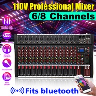 6 Music Modes USB bluetooth Mixing Console Amplifier Computer Playback Phantom Power Effect15W 110V 6/8/12/16 Channel Audio Mixer