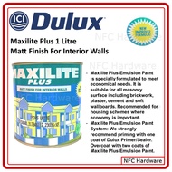 Maxilite Plus 1 Litre Matt Finish For Interior Walls (Cat Air untuk Dinding Dalaman)