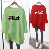 FILA t shirt Lengan Panjang muslimah Baju perempuan murah Saiz Besar Jenis Women's Plus Size Long Sleeve Blouse Clothes