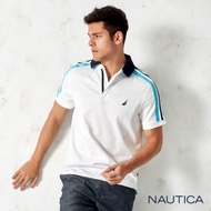 Nautica 雙肩撞色短袖POLO衫-白