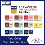 DAVIES Assorted Acry color paint 60ml / 1/4 Liter Acri Color
