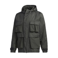adidas 外套 TH Windbreaker 運動休閒 男款 愛迪達 工裝外套 連帽 多口袋 穿搭 風衣 綠 GF4013