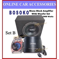 BOSOKO Nakamichi Roadmark Blaupunkt Carrozzeria 2 Channel AMPLIFIER 12" woofer with box Power Cable Wiring Subwoofer