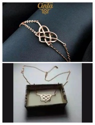 PERHIASAN SET IKATAN CINTA ANDIN ROSE GOLD TITANIUM ASLI