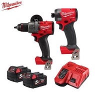 【Milwaukee 美沃奇】18V鋰電無碳刷起子機+電鑽組合(M18FID2+FPD2-502B)