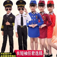 Ready stock baju polis kanak kanak Children's Little Stewardess Performance Uniform