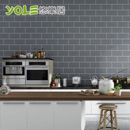 【YOLE悠樂居】浴室自黏耐磨防水防潮磚紋壁紙壁貼-灰(3m)