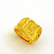 Cincin Emas Pasir Vietnam 999, Perhiasan Pria Sepuh Emas 24K Palsu Kuning Murni Perhiasan Asli Terbuka Tidak Pudar