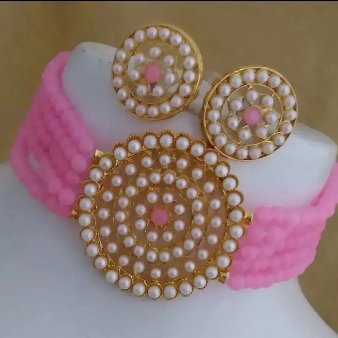 Kundan pearls choker jewellery set