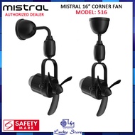 MISTRAL DFAN 516 CORNER FAN WITH REMOTE CONTROL, CEILING / WALL FAN, D'FAN, WITH OSCILLATION AND TIMER, 3 ABS FAN BLADES