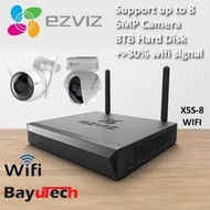 EZVIZ Surveillance System X5S Wireless Kit Wi-Fi 2.4G Only 1 x C3W 1080P 2.8mm Strobe Light & Siren 1 x C6CN 1080P 4mm Pan & Tilt DC Power Two Way Audio 8 Channel NVR X5S-8W (8CH+1C3W+1C6CN2MP) cctv