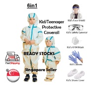 Kids' Medical-Graded Protective Coverall / Safety Coverall / PPE / Disposable Coverall (儿童防护服/ 医用防护服) (With Face Shield, Safety Eyewear, Shoes cover, Gloves) - Anti-Bacterial Anti-Epidemic Isolation Suit