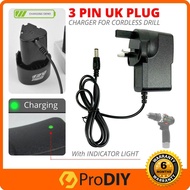 12V 3 Pin UK Plug AC/DC Adapter Cordless Drill Battery Charger for 12V Cordless Drill ( PC145 )