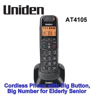 Uniden AT4105 Cordless DECT Phone with Big Button, Big Number for Elderly Senior People