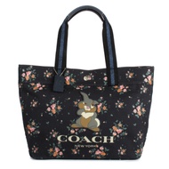 COACH x Disney 桑普兔花花帆布肩背托特包(大)-深藍