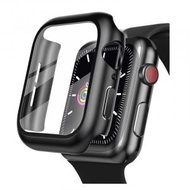 AW49B Apple Watch Ultra 49mm蘋果智能手錶保護貼2合1鋼化玻璃保護貼連智能手錶外殼一體化保護膜連保護殼(2個裝) 黑色