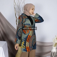Naomi Blazer Batik Tunik Jumbo Kualitas Premium Original Prabuseno Batik Modern Hijab Seragam Batik Atasan Kerja Wanita