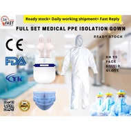 FrontLiner PPE suit 65gsm PE Coated 100% Waterproof Virus Disposable Jumpsuit/ Coverall/ PPE - Ready Stock In penang