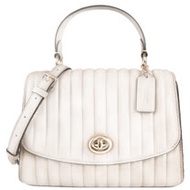COACH 轉扣LOGO線性縫手提/斜背包(米白)