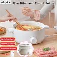 【Upgrated 3L ฟรีช้อนของขวัญและ Forks】Original Olayks 3L หม้อไฟฟ้าในครัวเรือน Multifuntional เตาไฟฟ้าหอพักกระทะไฟฟ้า25ซม.