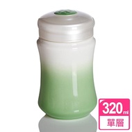 【乾唐軒活瓷】微笑曲線單層陶瓷隨身杯 320ml(白果綠)