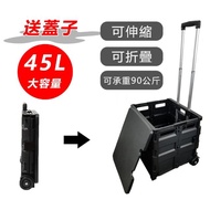 【台灣霓虹】折疊式收納購物手推車-大型(可折疊式收納 可放置後備箱)