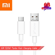 Xiaomi สายชาร์จเร็ว,ของแท้120W 6A Type-C เทอร์โบสำหรับ Poco M3 X3สีดำฉลาม3 Mi11 MI10 Mi9 Redmi K40 K30 Pro K20 Note 10 9T 8 Pro