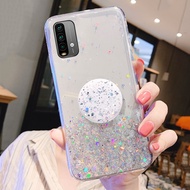 Soft Case Handphone Xiaomi Redmi 9T Note 9T 9 Kesing Silicone Case Xiaomi Redmi Note 9T 5G Bling Starry Sky Sequins Casing Redmi 9T Bracket Holder Back Cover
