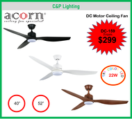 Acorn Intaglio DC-159 40" / 52" 3 Blades Ceiling Fan With LED and Remote Control