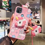 Casing Hp for OPPO A3S/A7/A5S/A12/A71/A39/A57/A59/F1S/A9 2020/A5 2020/F11 Pro/F7/F9/F11/A31 2020/A52/A72/A92/A53 2020/A33/A93/Reno 4F/A15/A15S 3D Doll Cartoon Unicorn Soft Silicone Case with Lanyard +Phone Holder Back Cover